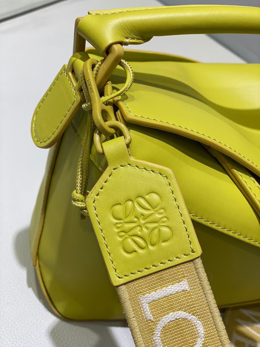 Loewe Small Puzzle Bag in Satin Calfskin Lemon Yellow